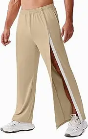 Deyeek Tear Away Pants for Men Baggy Side Snap Post Surgery Pants Open Bottom Sweatpants with Pockets Pants to Wear with Cast