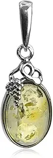 [Ian and Valeri Co.] Lemon Amber Sterling Silver Classic Grape Leaves Pendant