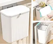TXHFYKH Hanging Trash Can with Lid, Kitchen Compost Bin, Kitchen Trash Can with Lid, Wall Mounted Bin for Bedroom Bathroom (9L White)