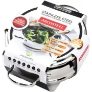ARCOSTEEL Stainless Steel UNIVERSAL STEAMER WITH GLASS LID (Fits 16, 18, & 20cm)