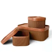 LA JOLIE MUSE Fluted Cardboard Storage Baskets with Leather-Like Lids, Sturdy...