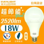 【EVERLIGHT億光PLUS+】高亮度18W超節能LED燈泡-黃光(4入)