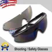 Scratch-Resistant Safety Glasses with Blue Mirror Poly-Carbonate Coated Lenses