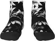 [pvinnk] Black And White Sunflowers Print Functionality Socksing Adult Socks For Workout Winter Warmth And Everyday Wear