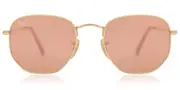 Ray-Ban RB3548N Hexagonal Metal Flat Lenses 001/Z2 Men's Sunglasses Gold Size 51