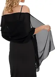 [DILUSILK] Shawls and Wraps for Women,Black Shawl,Ladies Evening Shawls and Wraps for Dresses,Chiffon Shawl,70.74 X 25.56 In Chiffon Silk Scarf for Wedding Evening Party Dresses