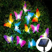 12 LED Solar String Fairy Lights Butterfly Garden Outdoor Waterproof Party Decor