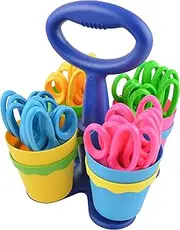 Westcott School Scissor Caddy with 24 Pointed 5" Kids Scissors with Anti-Microbial Protection