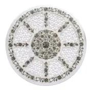 Marble Coffee Table Top Abalone Shell Inlay Work Sofa Side Table for Restaurant