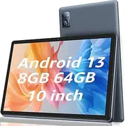 N-one Android Tablet, 8GB 64GB 10 inch IPS Screen, Android 13 Tablets WiFi 5000mAh Fast Charger for Work Students