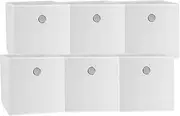 SORTI 33x37x33 CM 6X Pack White Foldable Folding Storage Cube Storage Box Bookcase Fabric Cube Toy Organiser Organizer
