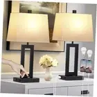 Table Lamp Set of 2 with USB C+A Ports & AC Outlet, Bedside Lamps, White(shade)