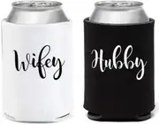 Hubby and Wifey Stubby Holders Wedding Gifts For Him Her Bride Groom Couple
