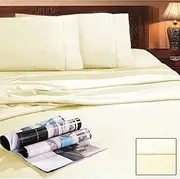 Ramesses 400 Thread Count Antibacterial Bamboo Egyptian Cotton Sheet Set, Mega Queen, Eggnog