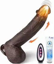 YUKAIONE Thrusting 9.8" Dildo Vibrator Sex Toys for Women, G-spot Anal Stimulation with 3 Telescopic & 5 Vibration Modes, Remote Control Dildos Adult Toys for Couples Play(Brown)