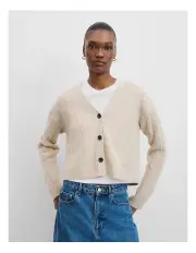 [Country Road] Rib Knit Cardigan in Chalk Marle