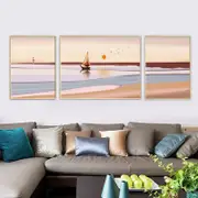 3-Pieces Set Paintings Oceanscape Aluminium Framed Canvas Wall Art