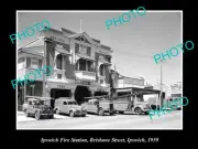 OLD LARGE HISTORIC PHOTO OF THE IPSWICH QLD FIRE BRIGADE STATION c1959
