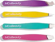 [MCoBeauty] Perfect Professional Quality Tweezer Kit, Colorful On-the-Go Eyebrow-Grooming Tools, 0.05 Oz, 4 Count,I0116103