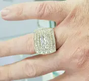 Men's 3 CT. Diamond Double Cushion Frame Ring in 10 Yellow Gold