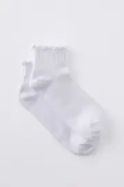 [Rubi] Rubi - The Perfect Pair Frill Rib Ankle 2Pk - White OS WHITE