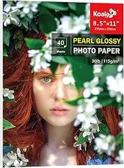 Koala Pearl Glossy Thin Photo Paper 8.5x11 Inches 40 Sheets 30lbs Shiny for Diy Chip Bag Compatible with Inkjet and Laser Printer Use DYE INK