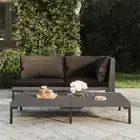 Garden Coffee Table Dark Grey Half Round Poly Rattan Outdoor Furniture Pat 18599