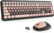 Fogruaden Quiet Pink Wireless Keyboard and Mouse, Gradient BlackPink Colorful