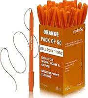Eziglide 50-Pack Ballpoint Pens, Orange - Smooth Writing Action-Medium Point Nib (1.0mm), Multipack Ball Point Pen Ideal for School, Work, Home stationary