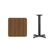 24" Square Walnut Laminate Table Top With Base - Table Height Restaurant Table