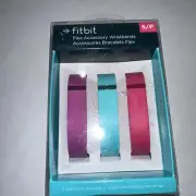 GENUINE NEW Fitbit Flex 3 Pack - Replacement Bracelets Wristband Pink/Teal-Small
