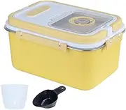 Qiveno Airtight Rice Storage Container Bin 20lb, Stainless Steel Food Storage Containers with Measuring Cup,Spoon, Kitchen and Pantry Canister for Rice, Flour, Sugar, and Baking Supplies(Yellow)