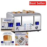 Smart 4-Slice Toaster with LED Display & Removable Crumb Tray for Easy Cleanup