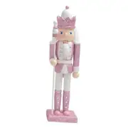 11.8" Tall Wooden Nutcracker Soldier Figure Decoration Pink Scepter King