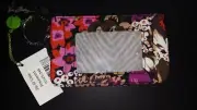 Vera Bradley Zip ID Wallet Floral Redwood Multi Silver