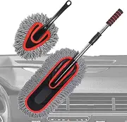 Car Wash Brush, Portable Cleaning Duster, 2-Way Extendable Scratch-Resistant Soft Accessories for Vehicle Care, Household Dust Removal with Gentle