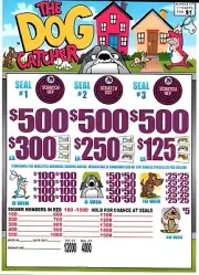 Pull Tab Tickets - Jar Tickets Game Pick Board - Holder-The Dog Catcher - 3 Seal
