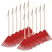 Superio Kids Garden Rake with Hardwood Handle Red Head to Sweep Leaves -12 Pack