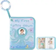 Commemorate Photo Album 4x6 Pictures with Hook, My First Family Memory Book, Soft Cloth Keepsake, Small Album Holder Book with 17 Pages Pocket for Family, Anniversary, Parents Gift (Octopus Pattern)