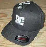 MENS DC SHOES FLEX FIT FITTED CHARCOAL BLACK HAT SIZE S/M