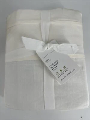 Pottery Barn Basic Pleated Organic Cotton BedSkirt 14" Drop King White New
