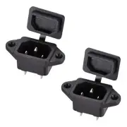 2Pcs C14 Panel Mount Plug Adapter AC250V10A 3Pin IEC Inlet Plug Power Connector