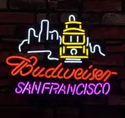 Beer Logo San Francisco City Skyline Neon Light Sign Bar Man Cave Glass 17"x14"