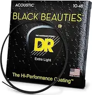 DR Strings Acoustic Guitar Strings, Black Beauties - Black Coated, 10-48