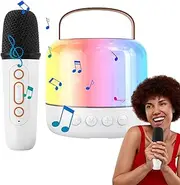 Wireless Karaoke Machine - Small High Fidelity Rechargeable Audio Speakers - Portable Speakers with LED Lights, Amplifier, Microphone for Camping, Meeting, Travel, Parties