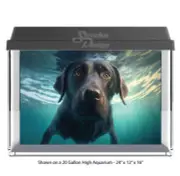 Chocolate Lab Dog Swim Polyester Fish Tank Glass Backdrop Aquarium Background
