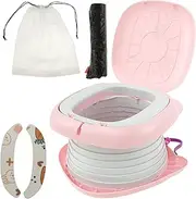 Travel Potty for Toddler Portable Foldable Potty Seat for Toddler Carry Potty for Toddlers Training Toilet Seat Emergency Toilet Collapsible Training Seat for Toddlers for Car Camping Outdoor (Pink)
