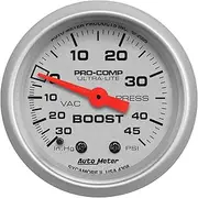 Autometer 2-1/16" Boost/Vacuum, 30 In HG/45 PSI, Mechanical, Ultra-Lite (4308)