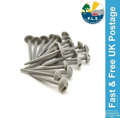 20 x Groundsheet Carpet Pegs Heavy Duty Grey Plastic Mushroom Domed Tent Awning