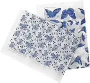 SEWACC Unique Blue White Pottery Decal Underglaze for Ceramics Chic Transfer Decal DIY Coloring Water Slide Transfer Paper